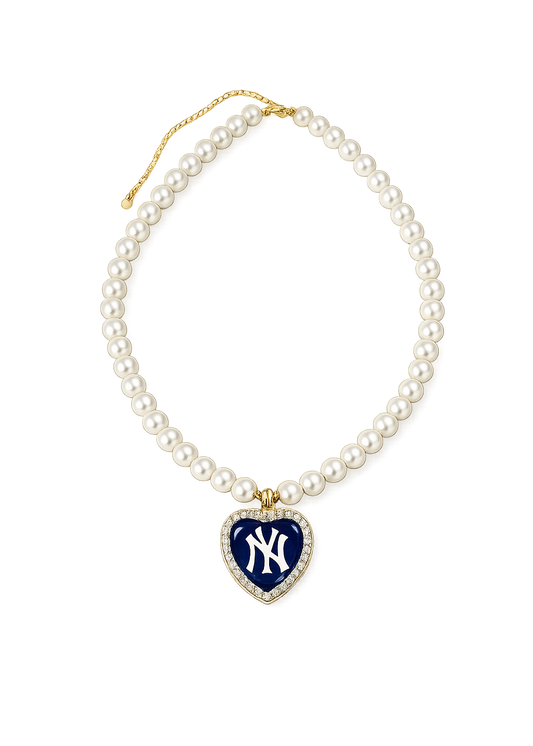 NY Pearl necklace Marine Blue