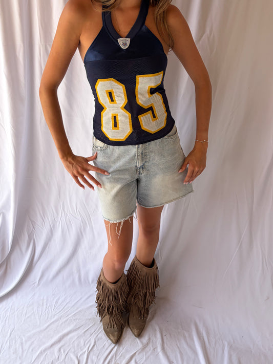 Navy 85 Halter Jersey Top size S