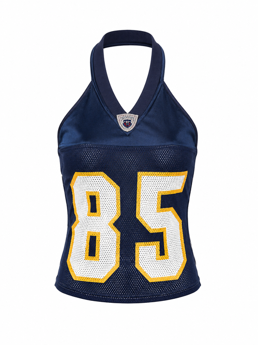 Navy 85 Halter Jersey Top size S